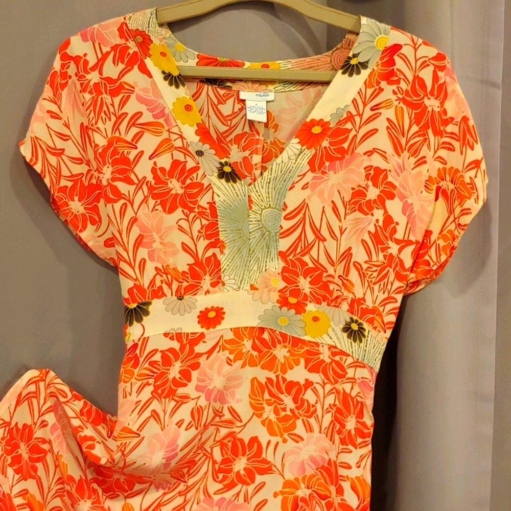 Anthropologie Odille Silk Fresh Floral Dress